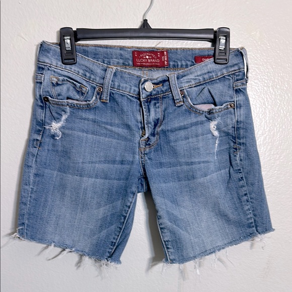 Lucky Brand Blue Distressed Jean Shorts - Picture 1 of 4